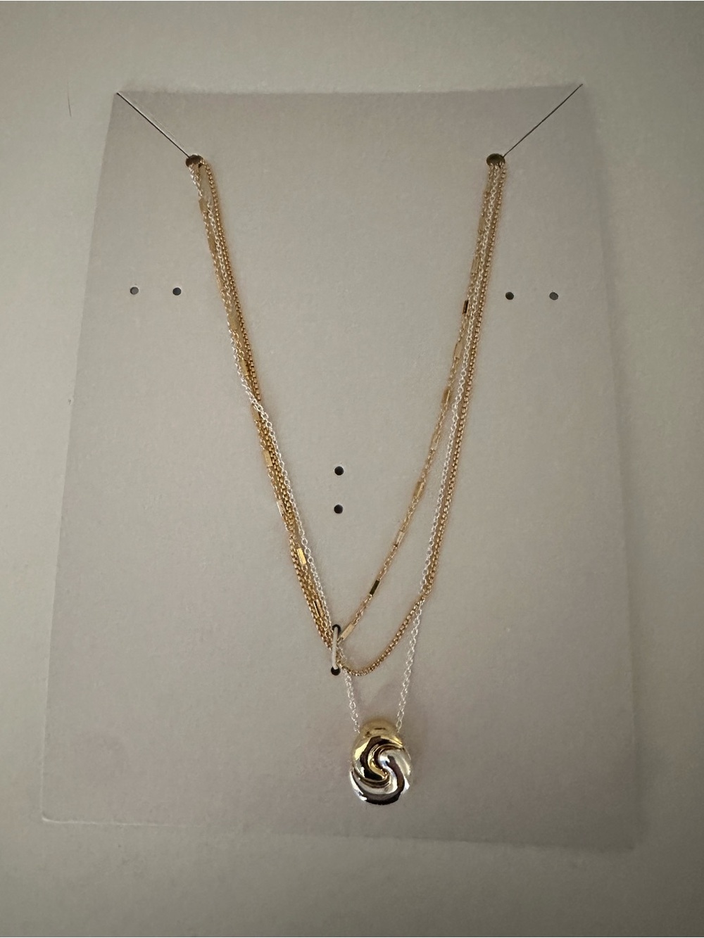 Two-Tone Gold & Silver Swirl Pendant 3 Piece Necklace Set